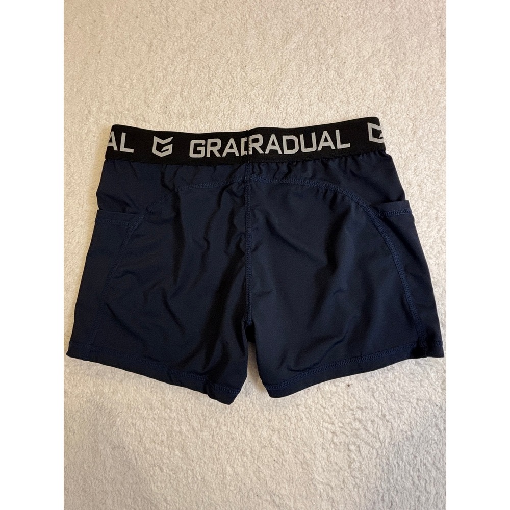 Gradual Mens Navy Blue Compression Shorts Side Pockets Athletic Training Size M - Picture 3 of 4
